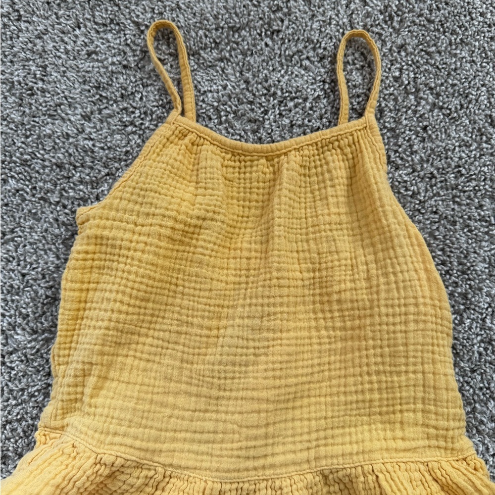Cat & Jack Yellow Textured Knit Top ruffle Tank top open back size 4T - Picture 2 of 7